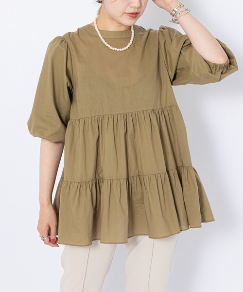 CIAOPANIC(チャオパニック)の「2WAYティアードブラウス(シャツ/ブラウス・レディース・オフホワイト/ブラック/カーキ・FREE)」の1枚目の写真