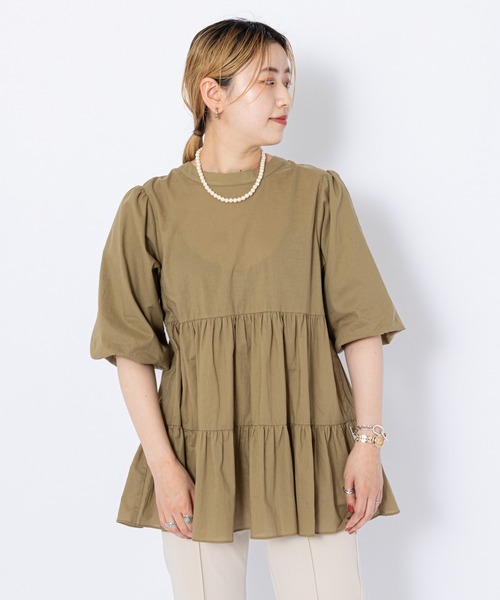 CIAOPANIC(チャオパニック)の「2WAYティアードブラウス(シャツ/ブラウス・レディース・オフホワイト/ブラック/カーキ・FREE)」の4枚目の写真