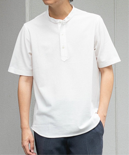 EDIFICE(エディフィス)の「バンドカラー ポロシャツ(ポロシャツ・メンズ・ホワイト/ネイビー/ブラウン・SMALL/MEDIUM/LARGE/X-LARGE)」の1枚目の写真