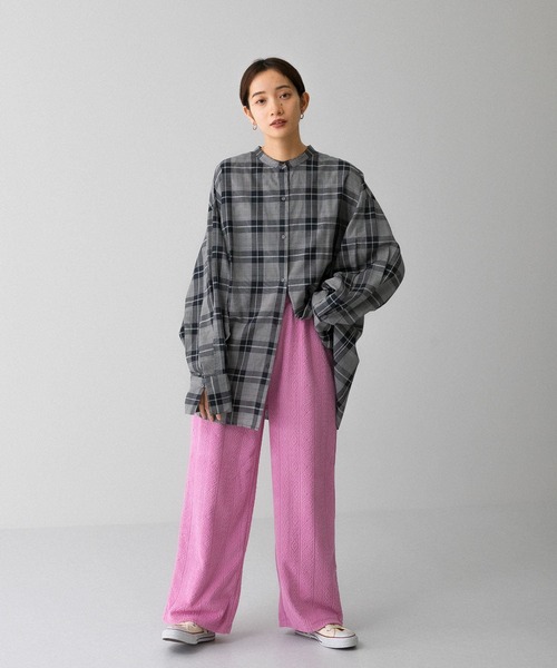 KBF（ケイビーエフ）の「ジャガードパイルパンツ（その他パンツ・レディース・チャコールグレー/ピンク/アイボリー・ONE）」の3枚目の写真