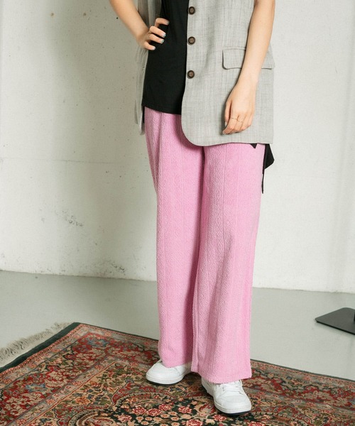 KBF（ケイビーエフ）の「ジャガードパイルパンツ（その他パンツ・レディース・チャコールグレー/ピンク/アイボリー・ONE）」の7枚目の写真