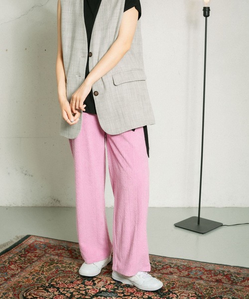 KBF（ケイビーエフ）の「ジャガードパイルパンツ（その他パンツ・レディース・チャコールグレー/ピンク/アイボリー・ONE）」の8枚目の写真