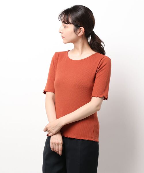 ehka sopo（エヘカソポ）の「5分袖メローカットソー（Tシャツ/カットソー・レディース・ダークオレンジ/ブラウン/ベージュ・ﾌﾘ-）」の3枚目の写真