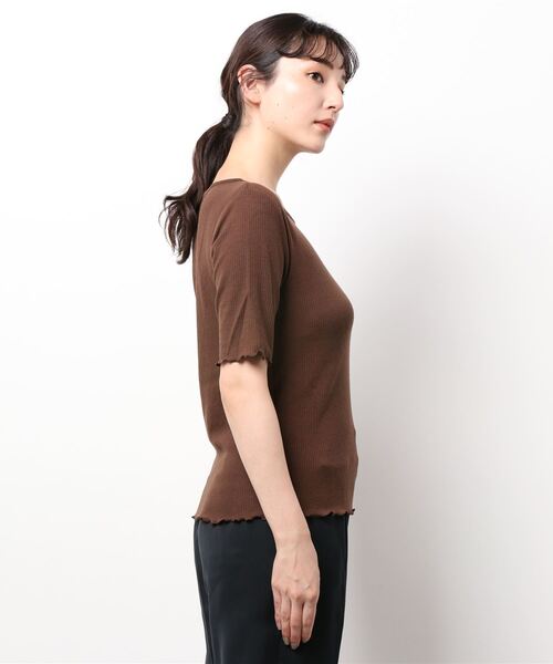 ehka sopo（エヘカソポ）の「5分袖メローカットソー（Tシャツ/カットソー・レディース・ダークオレンジ/ブラウン/ベージュ・ﾌﾘ-）」の4枚目の写真