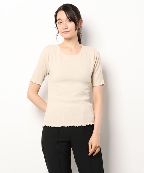 ehka sopo（エヘカソポ）の「5分袖メローカットソー（Tシャツ/カットソー・レディース・ダークオレンジ/ブラウン/ベージュ・ﾌﾘ-）」の6枚目の写真