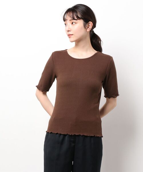 ehka sopo（エヘカソポ）の「5分袖メローカットソー（Tシャツ/カットソー・レディース・ダークオレンジ/ブラウン/ベージュ・ﾌﾘ-）」の7枚目の写真