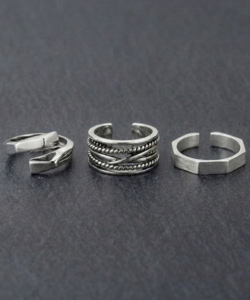 REBALANCE（リバランス）の「メンズリング 3点セット【サイズ調整可能】（リング・メンズ・A/B/C/D/E/F/G/H/I/J/K/L/M/N/Q/P/O/R/S/T/U/V/その他1/その他2/その他3/その他5/W/その他8/その他10/X/Z/その他4/その他7/その他9/Y/その他/その他6・FREE）」の5枚目の写真