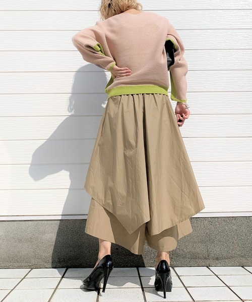 Q（キュー）の「ブロックカラー横リブドルマンニット（ニット/セーター・レディース・ブラック/ベージュ・MEDIUM）」の9枚目の写真