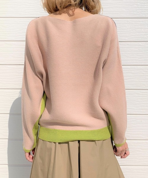 Q（キュー）の「ブロックカラー横リブドルマンニット（ニット/セーター・レディース・ブラック/ベージュ・MEDIUM）」の10枚目の写真
