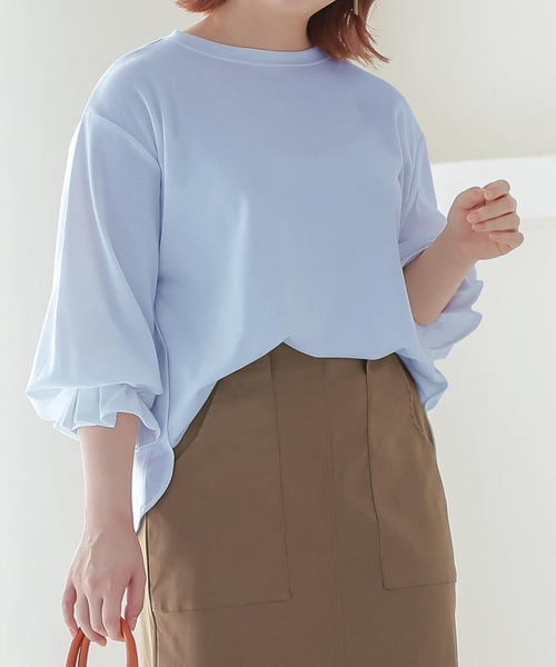 KOBE LETTUCE(コウベレタス)の「キャンディースリーブプルオーバー(Tシャツ/カットソー・レディース・ピンク/モカ/サックスブルー/ブラック/アイボリー/ブラウン系/グレー系/ピンク系/グレイッシュベージュ・FREE)」の8枚目の写真