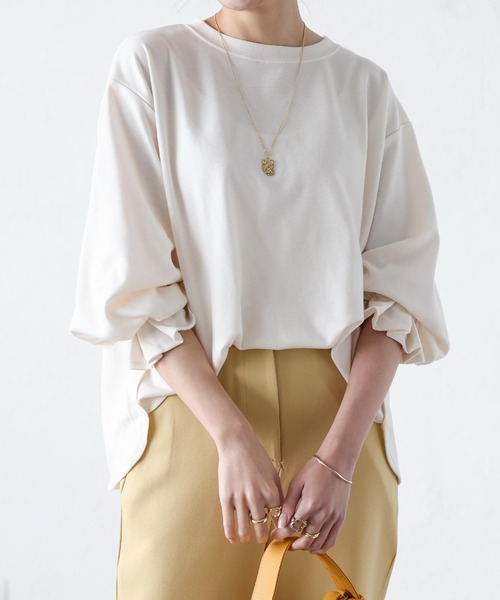 KOBE LETTUCE(コウベレタス)の「キャンディースリーブプルオーバー(Tシャツ/カットソー・レディース・ピンク/モカ/サックスブルー/ブラック/アイボリー/ブラウン系/グレー系/ピンク系/グレイッシュベージュ・FREE)」の2枚目の写真