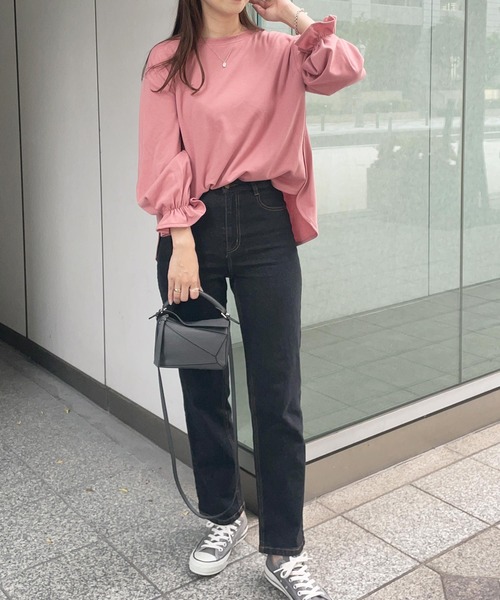 KOBE LETTUCE(コウベレタス)の「キャンディースリーブプルオーバー(Tシャツ/カットソー・レディース・ピンク/モカ/サックスブルー/ブラック/アイボリー/ブラウン系/グレー系/ピンク系/グレイッシュベージュ・FREE)」の21枚目の写真