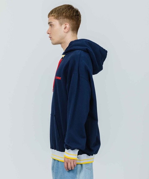 XLARGE（エクストララージ）の「STRIPE RIB PULLOVER HOODED SWEAT（パーカー・メンズ・ブラック/ネイビー/グリーン・S/M/L/XL）」の4枚目の写真