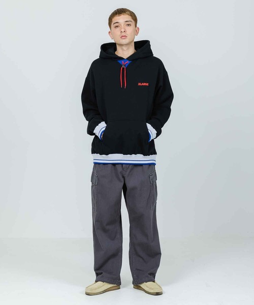 XLARGE（エクストララージ）の「STRIPE RIB PULLOVER HOODED SWEAT（パーカー・メンズ・ブラック/ネイビー/グリーン・S/M/L/XL）」の15枚目の写真