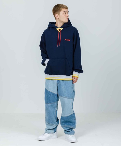 XLARGE（エクストララージ）の「STRIPE RIB PULLOVER HOODED SWEAT（パーカー・メンズ・ブラック/ネイビー/グリーン・S/M/L/XL）」の16枚目の写真