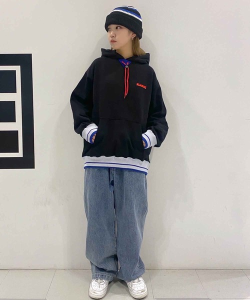 XLARGE（エクストララージ）の「STRIPE RIB PULLOVER HOODED SWEAT（パーカー・メンズ・ブラック/ネイビー/グリーン・S/M/L/XL）」の22枚目の写真