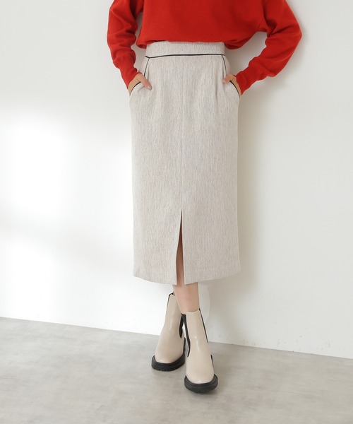 N.（N. Natural Beauty Basic）（エヌエヌナチュラルビューティーベーシック）の「【S Size Line】◆パイピングタイトスカート（スカート・レディース・オフホワイト/ブラウン/ブルー・SMALL/MEDIUM）」の6枚目の写真