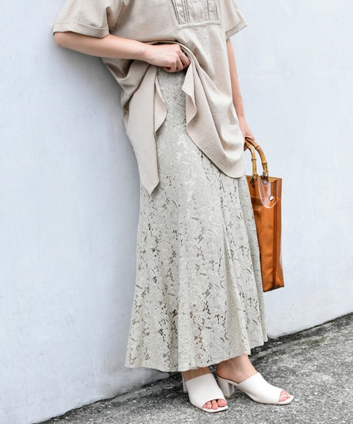 Brownie（ブラウニー）の「Brownie コードレースマーメイドスカート（スカート・レディース・ホワイト/ブルー/ブラック/グレイッシュベージュ/ブラウン・S/M）」の4枚目の写真