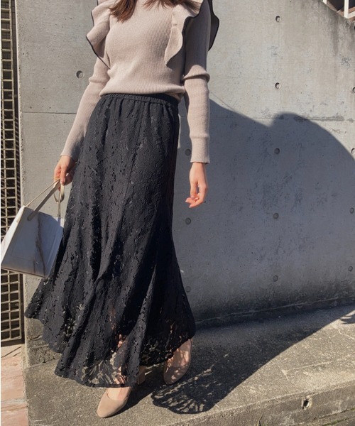 Brownie（ブラウニー）の「Brownie コードレースマーメイドスカート（スカート・レディース・ホワイト/ブルー/ブラック/グレイッシュベージュ/ブラウン・S/M）」の3枚目の写真