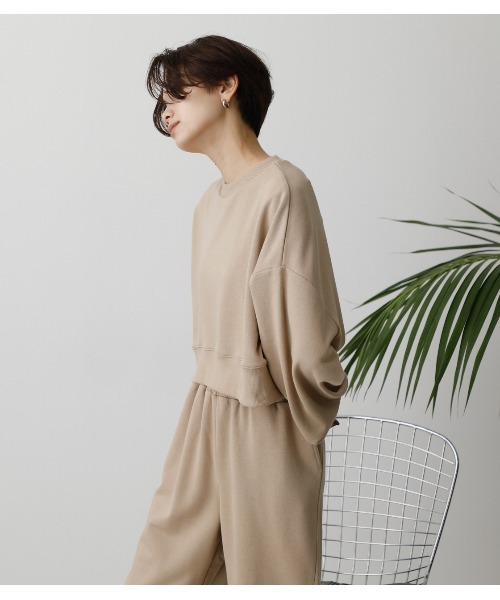 AZUL by moussy（アズールバイマウジー）の「T/H SHORT SWEAT TOPS/ T/Hショートスウェットトップス（スウェット・レディース・ブラック/杢グレー/ライトベージュ・FREE）」の14枚目の写真