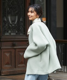 RIVE DROITE | ミニマルなデザインがこなれ感を演出　スリットネックミドルコート(ノーカラーコート)