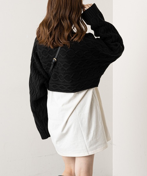 Chico（チコ）の「ハイネックショート丈ケーブルニット+ロンTSET（ニット/セーター・レディース・ブラック/グレー/アイボリー/ライトベージュ・FREE）」の10枚目の写真