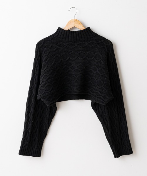 Chico（チコ）の「ハイネックショート丈ケーブルニット+ロンTSET（ニット/セーター・レディース・ブラック/グレー/アイボリー/ライトベージュ・FREE）」の18枚目の写真