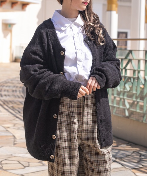 PairPair(ペアペア)の「2WAYもちもちニットカーデ(ユニセックス)(カーディガン/ボレロ・レディース・グレイッシュブルー/グリーン/マスタード/ブラック/アイボリー・LARGE/MEDIUM)」の17枚目の写真