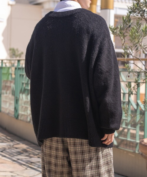 PairPair(ペアペア)の「2WAYもちもちニットカーデ(ユニセックス)(カーディガン/ボレロ・レディース・グレイッシュブルー/グリーン/マスタード/ブラック/アイボリー・LARGE/MEDIUM)」の9枚目の写真