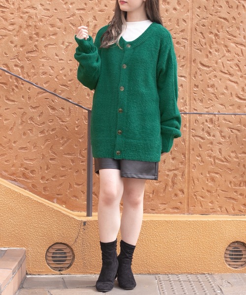 PairPair(ペアペア)の「2WAYもちもちニットカーデ(ユニセックス)(カーディガン/ボレロ・レディース・グレイッシュブルー/グリーン/マスタード/ブラック/アイボリー・LARGE/MEDIUM)」の20枚目の写真