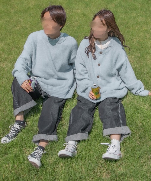 PairPair(ペアペア)の「2WAYもちもちニットカーデ(ユニセックス)(カーディガン/ボレロ・レディース・グレイッシュブルー/グリーン/マスタード/ブラック/アイボリー・LARGE/MEDIUM)」の22枚目の写真