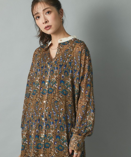 RIVE DROITE(リヴドロワ)の「シックなフラワー柄が魅力の主役ワンピ クレリックシャツワンピース(シャツワンピース・レディース・ブラウン/ブラック・FREE)」の10枚目の写真