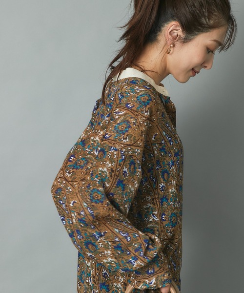 RIVE DROITE(リヴドロワ)の「シックなフラワー柄が魅力の主役ワンピ クレリックシャツワンピース(シャツワンピース・レディース・ブラウン/ブラック・FREE)」の4枚目の写真