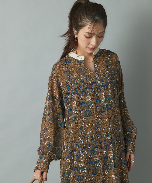 RIVE DROITE(リヴドロワ)の「シックなフラワー柄が魅力の主役ワンピ クレリックシャツワンピース(シャツワンピース・レディース・ブラウン/ブラック・FREE)」の7枚目の写真