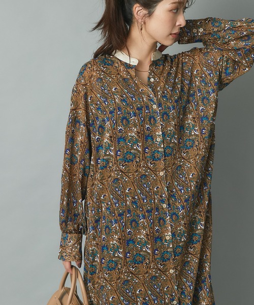 RIVE DROITE(リヴドロワ)の「シックなフラワー柄が魅力の主役ワンピ クレリックシャツワンピース(シャツワンピース・レディース・ブラウン/ブラック・FREE)」の8枚目の写真
