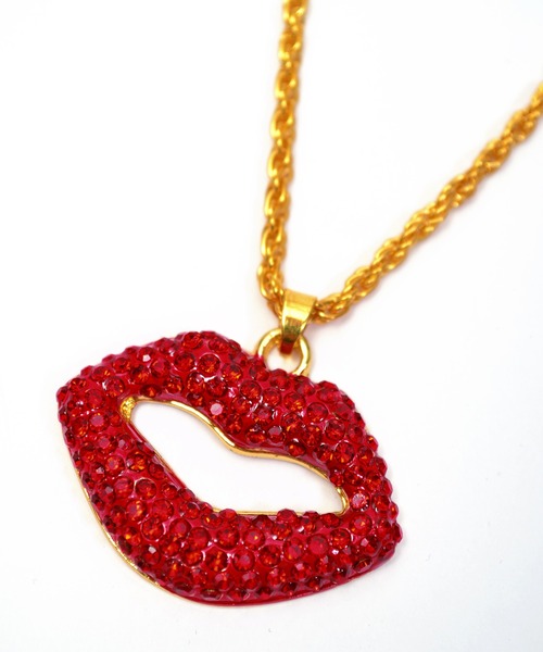 babyShoop（ベイビーシュープ）の「ストーンリップデザインネックレス（ネックレス・レディース・レッド・FREE）」の6枚目の写真