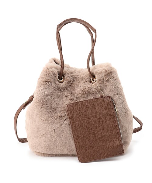 DRESKIP（ドレスキップ）の「◆ポーチ付きハトメくちしぼり2WAYトート（トートバッグ・レディース・チャコールグレー/ベージュ/ブラウン系1・00）」の8枚目の写真