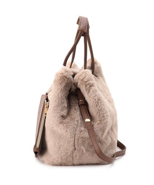 DRESKIP（ドレスキップ）の「◆ポーチ付きハトメくちしぼり2WAYトート（トートバッグ・レディース・チャコールグレー/ベージュ/ブラウン系1・00）」の12枚目の写真