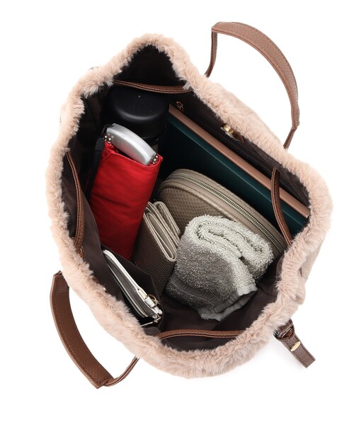 DRESKIP（ドレスキップ）の「◆ポーチ付きハトメくちしぼり2WAYトート（トートバッグ・レディース・チャコールグレー/ベージュ/ブラウン系1・00）」の11枚目の写真