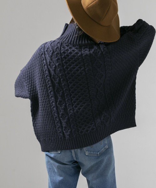 Oldderby Knitwear（オールダービーニットウェア）の「【別注】OLDDERBY KNITWEAR×URBAN RESEARCH　ケーブルニット（ニット/セーター・レディース・ネイビー/アイボリー・-）」の3枚目の写真