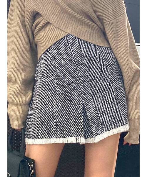 EMODA（エモダ）の「ハイウエストタックスカート（スカート・レディース・ブラック/その他/その他1/ライトブルー・SMALL/MEDIUM）」の3枚目の写真