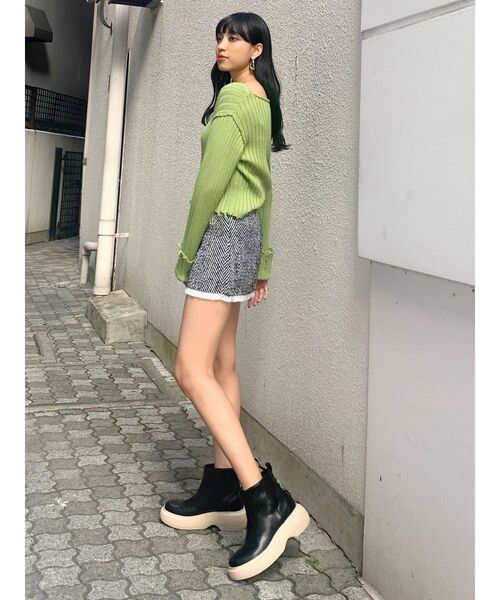 EMODA（エモダ）の「ハイウエストタックスカート（スカート・レディース・ブラック/その他/その他1/ライトブルー・SMALL/MEDIUM）」の5枚目の写真