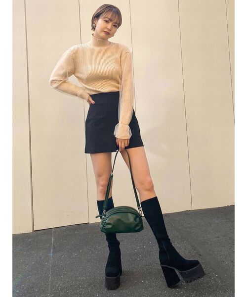 EMODA（エモダ）の「ハイウエストタックスカート（スカート・レディース・ブラック/その他/その他1/ライトブルー・SMALL/MEDIUM）」の6枚目の写真