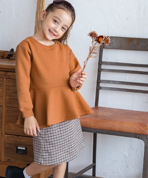 lulpini（ルルピー二）の「kids　裏起毛フレアデザインプルオーバー（スウェット・キッズ・オレンジ/ラベンダー/オフホワイト・S/L/M）」の3枚目の写真