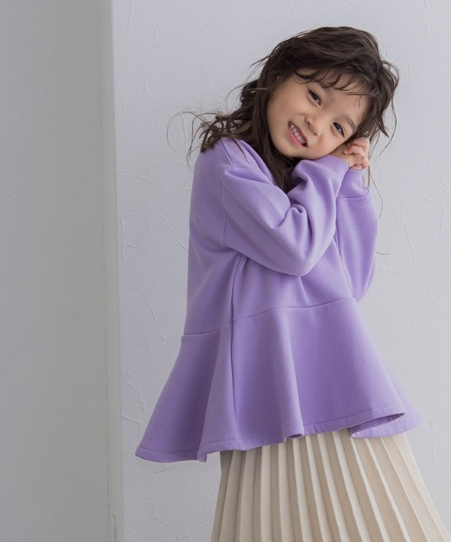 lulpini（ルルピー二）の「kids　裏起毛フレアデザインプルオーバー（スウェット・キッズ・オレンジ/ラベンダー/オフホワイト・S/L/M）」の4枚目の写真