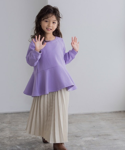 lulpini（ルルピー二）の「kids　裏起毛フレアデザインプルオーバー（スウェット・キッズ・オレンジ/ラベンダー/オフホワイト・S/L/M）」の15枚目の写真