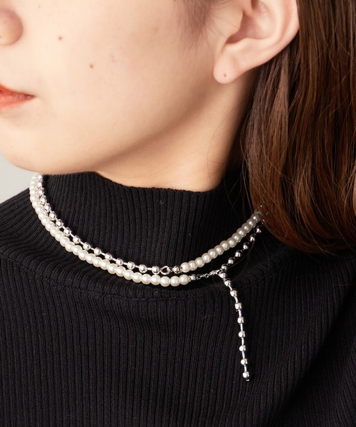 Chico（チコ）の「【SALON by Chico限定】パール×ボールロングネックレス（ネックレス・レディース・シルバー/ゴールド・FREE）」の2枚目の写真
