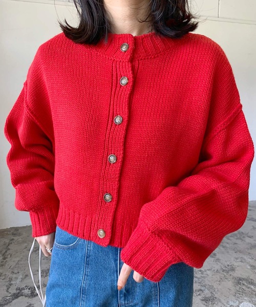 LIAN(リアン)の「ニットカーディガン(カーディガン/ボレロ・レディース・レッド・FREE)」の9枚目の写真