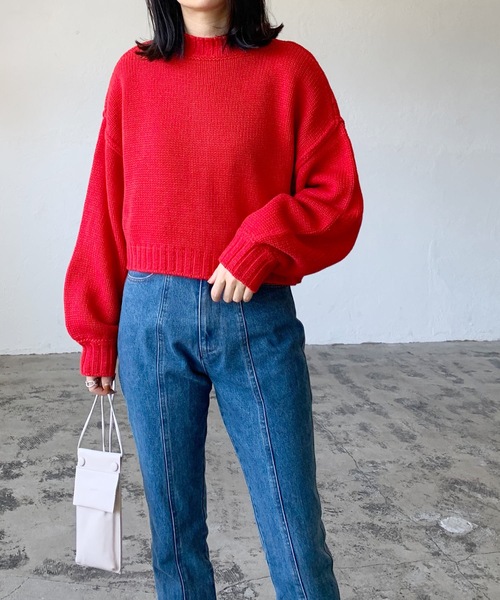 LIAN(リアン)の「ニットカーディガン(カーディガン/ボレロ・レディース・レッド・FREE)」の5枚目の写真