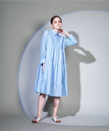 シャツカラーティアードワンピース